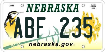 NE license plate ABF235