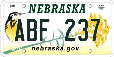 NE license plate ABF237