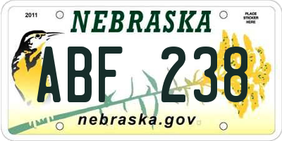 NE license plate ABF238