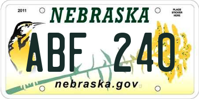 NE license plate ABF240