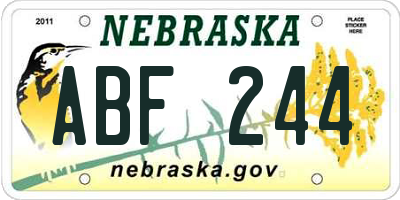 NE license plate ABF244