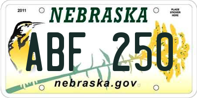 NE license plate ABF250