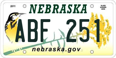 NE license plate ABF251