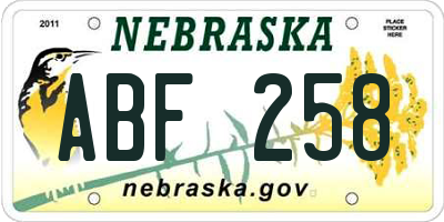 NE license plate ABF258