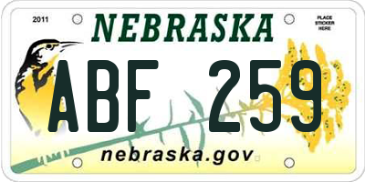 NE license plate ABF259