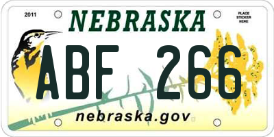 NE license plate ABF266