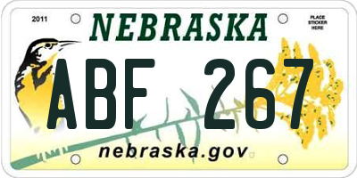 NE license plate ABF267