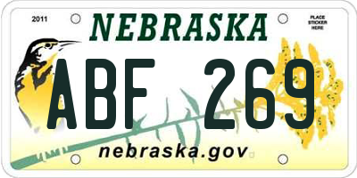 NE license plate ABF269