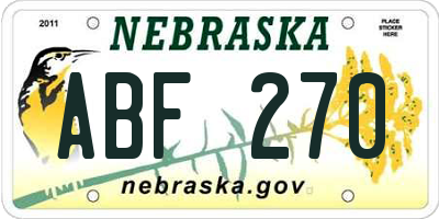 NE license plate ABF270