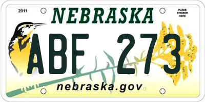 NE license plate ABF273
