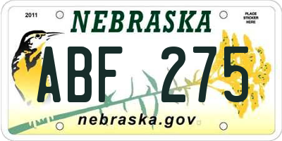 NE license plate ABF275