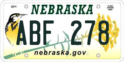 NE license plate ABF278