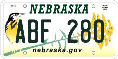 NE license plate ABF280