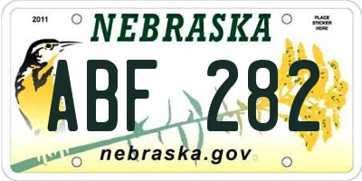 NE license plate ABF282