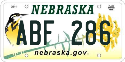 NE license plate ABF286
