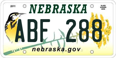 NE license plate ABF288