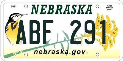 NE license plate ABF291