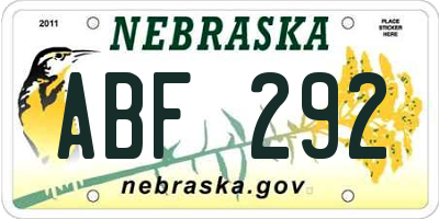 NE license plate ABF292