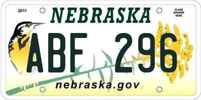 NE license plate ABF296