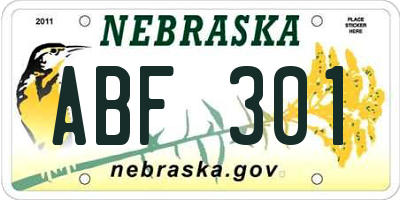 NE license plate ABF301