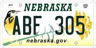 NE license plate ABF305