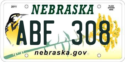 NE license plate ABF308