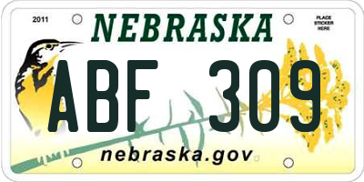 NE license plate ABF309