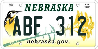 NE license plate ABF312