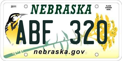 NE license plate ABF320