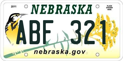 NE license plate ABF321