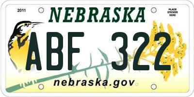 NE license plate ABF322