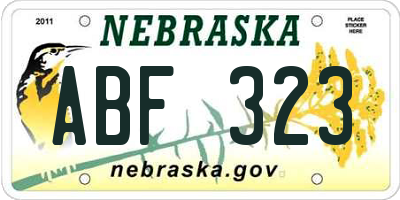 NE license plate ABF323