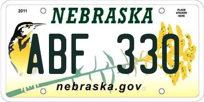 NE license plate ABF330