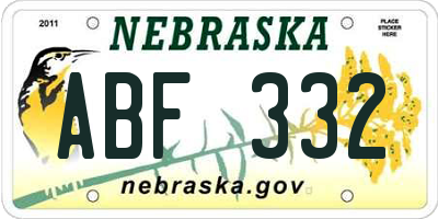 NE license plate ABF332