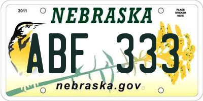 NE license plate ABF333
