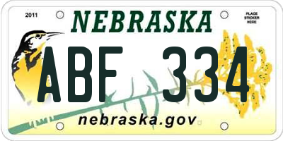 NE license plate ABF334