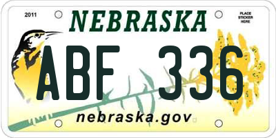 NE license plate ABF336