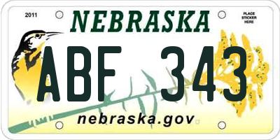 NE license plate ABF343