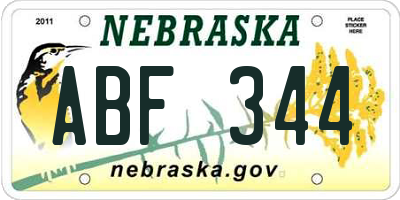 NE license plate ABF344