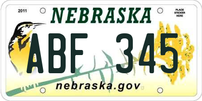 NE license plate ABF345