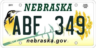 NE license plate ABF349