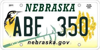 NE license plate ABF350