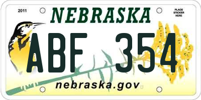 NE license plate ABF354