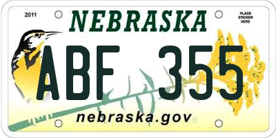 NE license plate ABF355