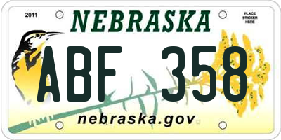NE license plate ABF358