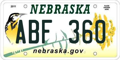 NE license plate ABF360