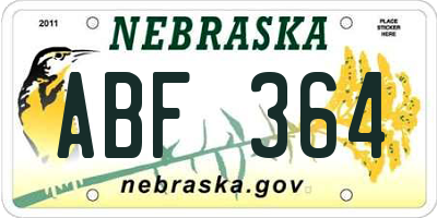 NE license plate ABF364