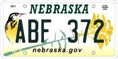 NE license plate ABF372