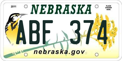 NE license plate ABF374