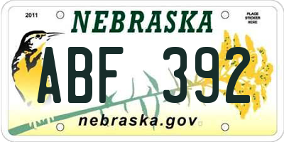 NE license plate ABF392